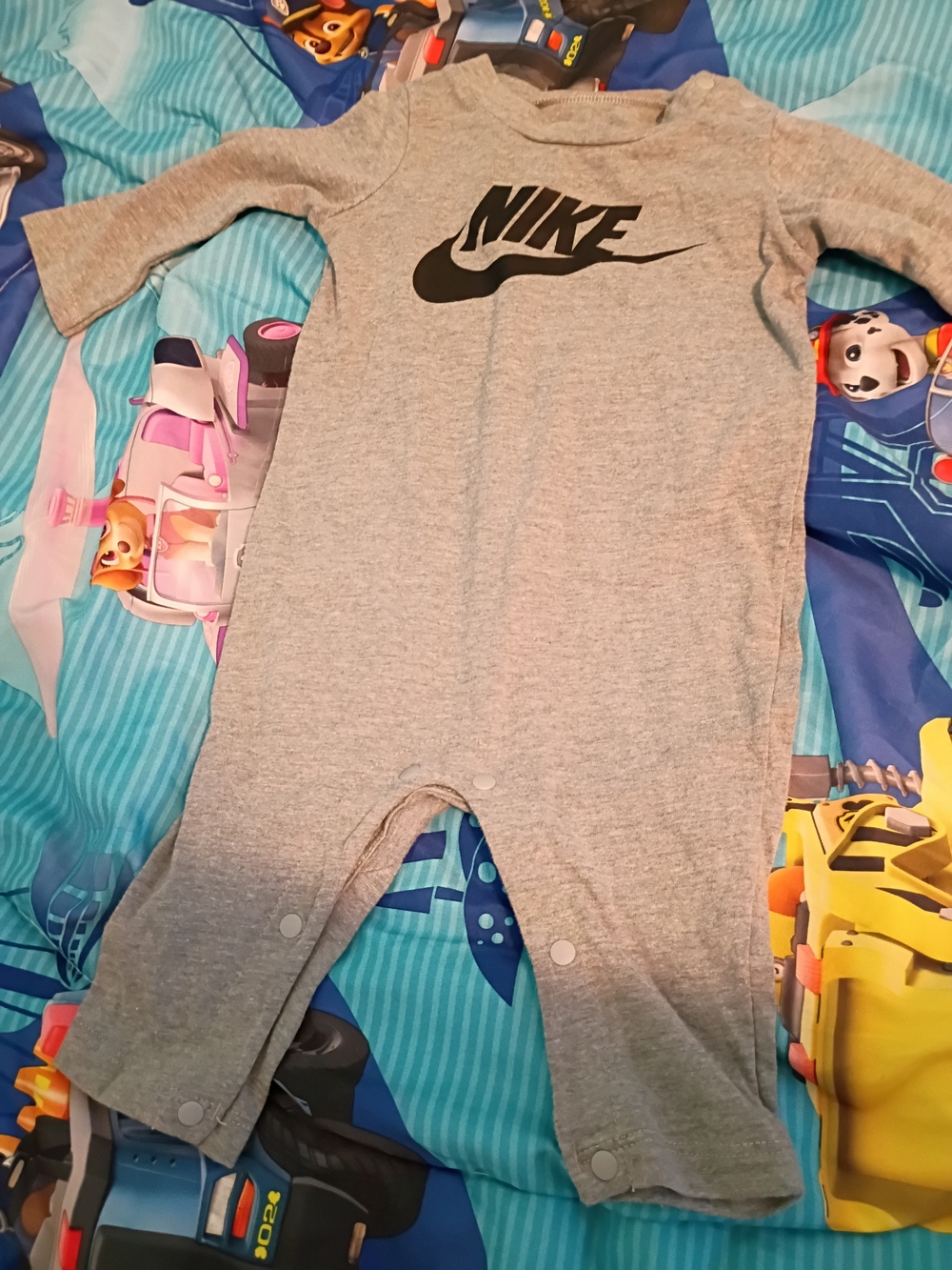 Nike Gray Baby One-Piece Romper with Swoosh Logo